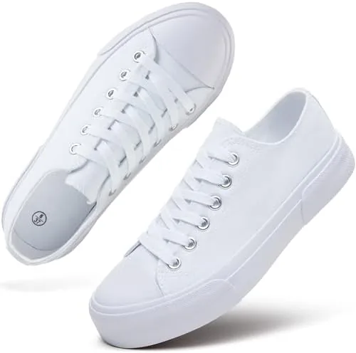 hash bubbie canvas shoes for women fashion tennis sneakers white mono us7