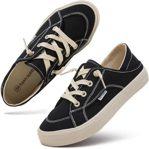 hash bubbie womens slip on shoes canvas non slip loafersblackus75