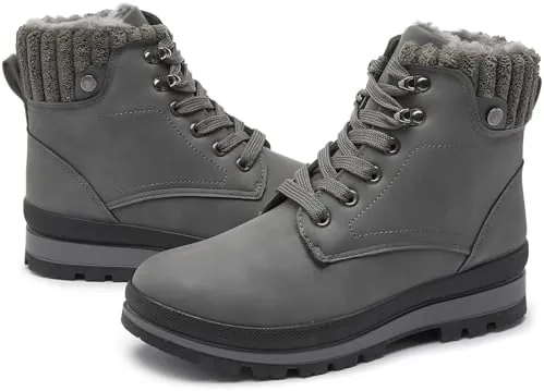 hash bubbie womens white combat boots black platform boots non slip waterproof ankle boots fall winter hiking boots fuzzy snow boots for women with zipperdark greyus7